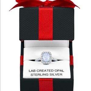 Limited Time Special - Womens Lab Created White Opal Sterling Silver Ring